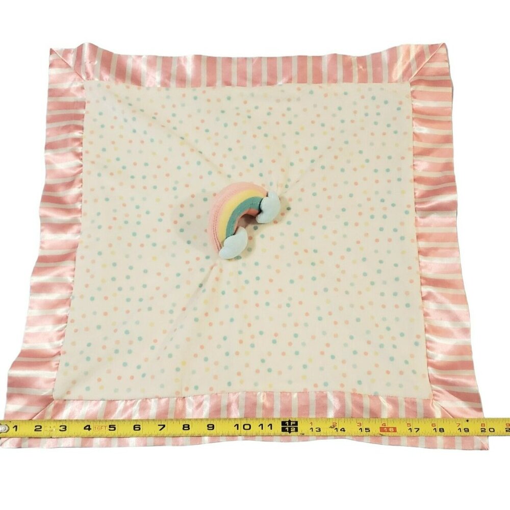 Matilda Jane Lovey Security Blanket Dream Chasers Rainbow Satin Trim Polka Dots - Picture 6 of 10